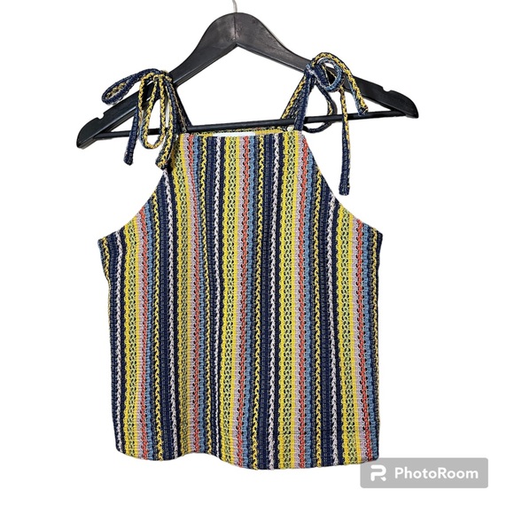 Texture & Thread by Madewell Tie Shoulder Tank Top in Rainbow Crochet - Lined - Picture 2 of 13